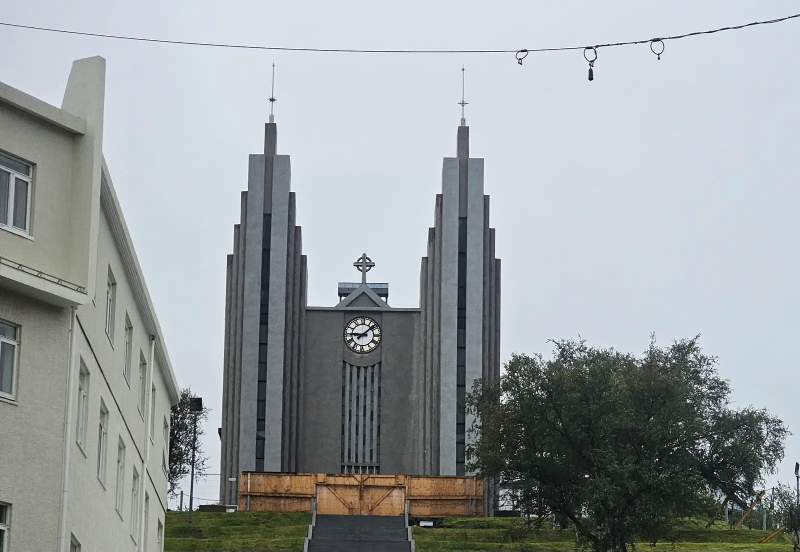 Akureyri Church overlooking downtown Akureyri