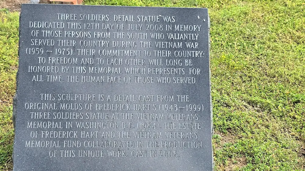 Three Soldier's statue plaque.