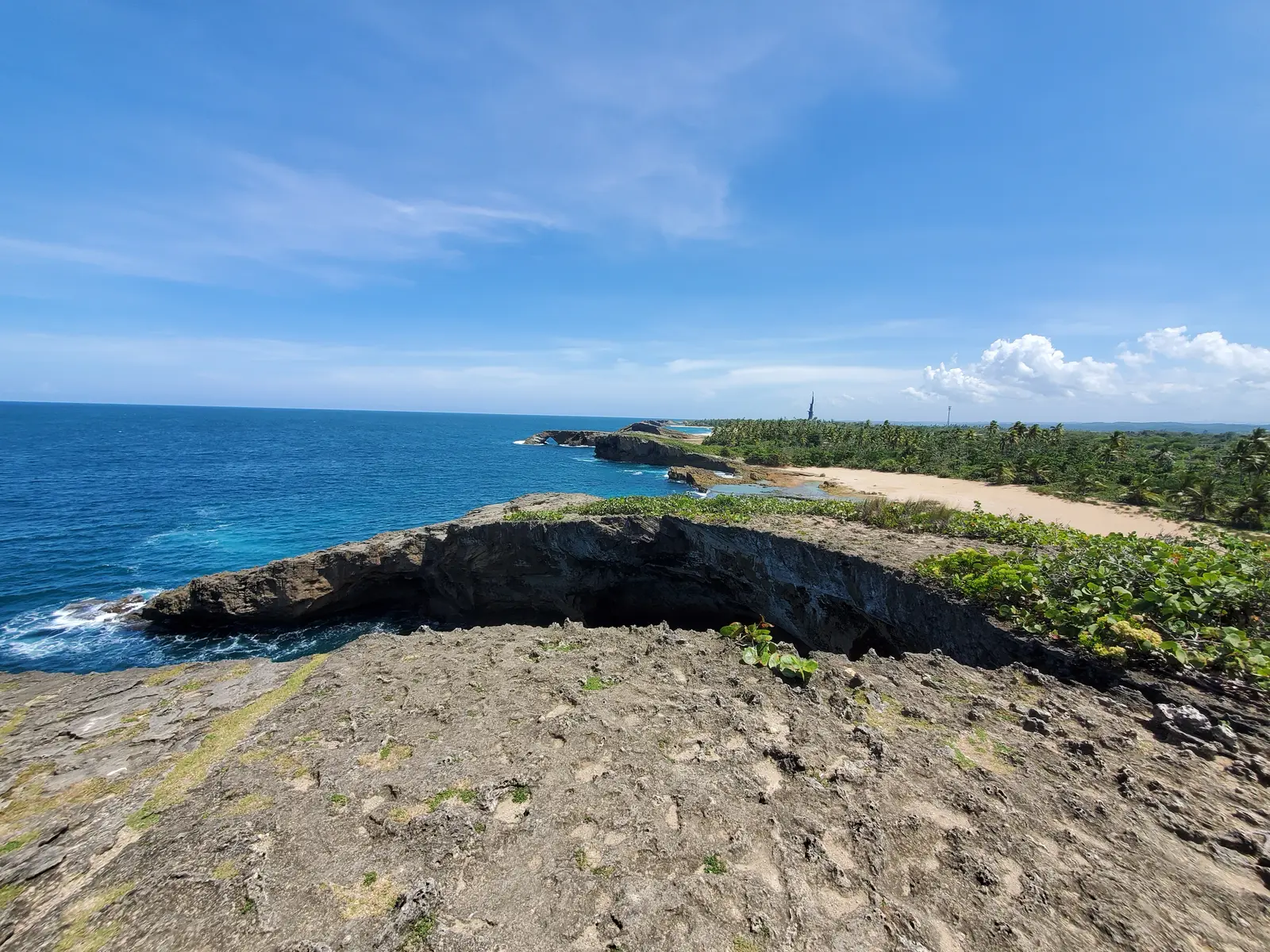 The seven arches and Christopher Columbus Statue near Arecibo
