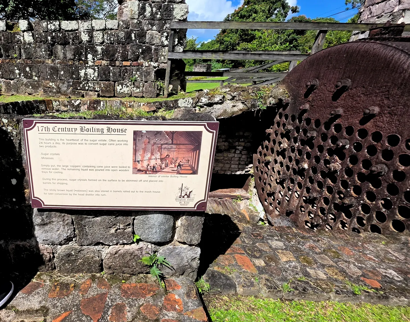 Boiling house of the old rum distillery at the Wingfield Manor Estate