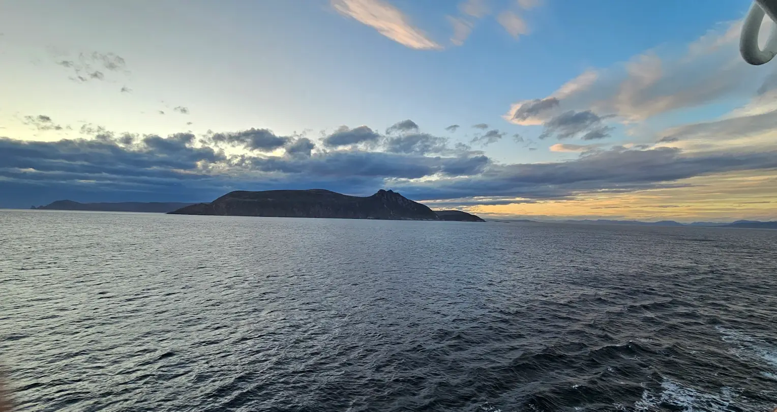 The eastern end of the Beagle Channel at Nueva Island in the South Atlantic Ocean and the Drake Passage near Cape Horn