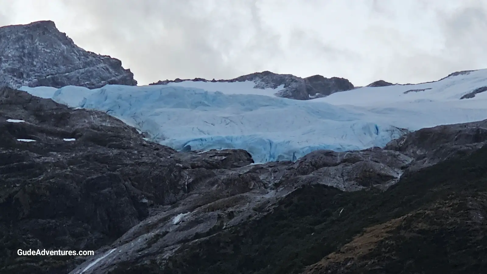Glacier on the mountainside near the Beagle Channel