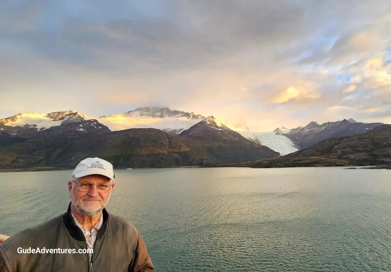 Glaciers in the mountains along the Beagle Channel