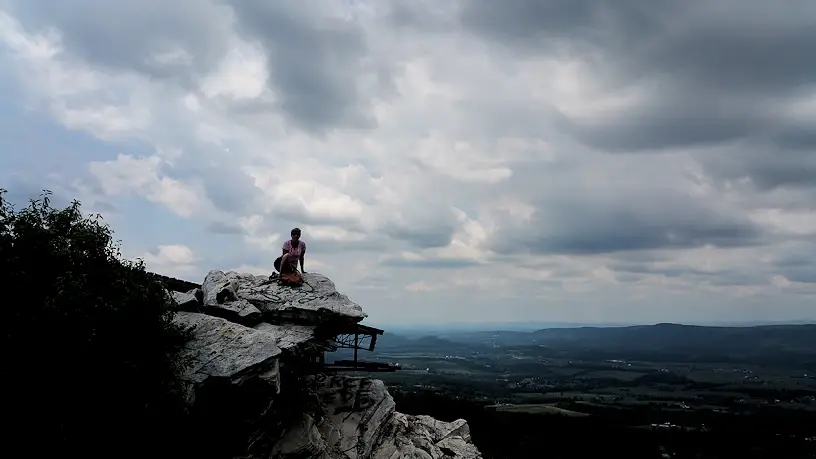 View of the cliff by the hang gliding launch