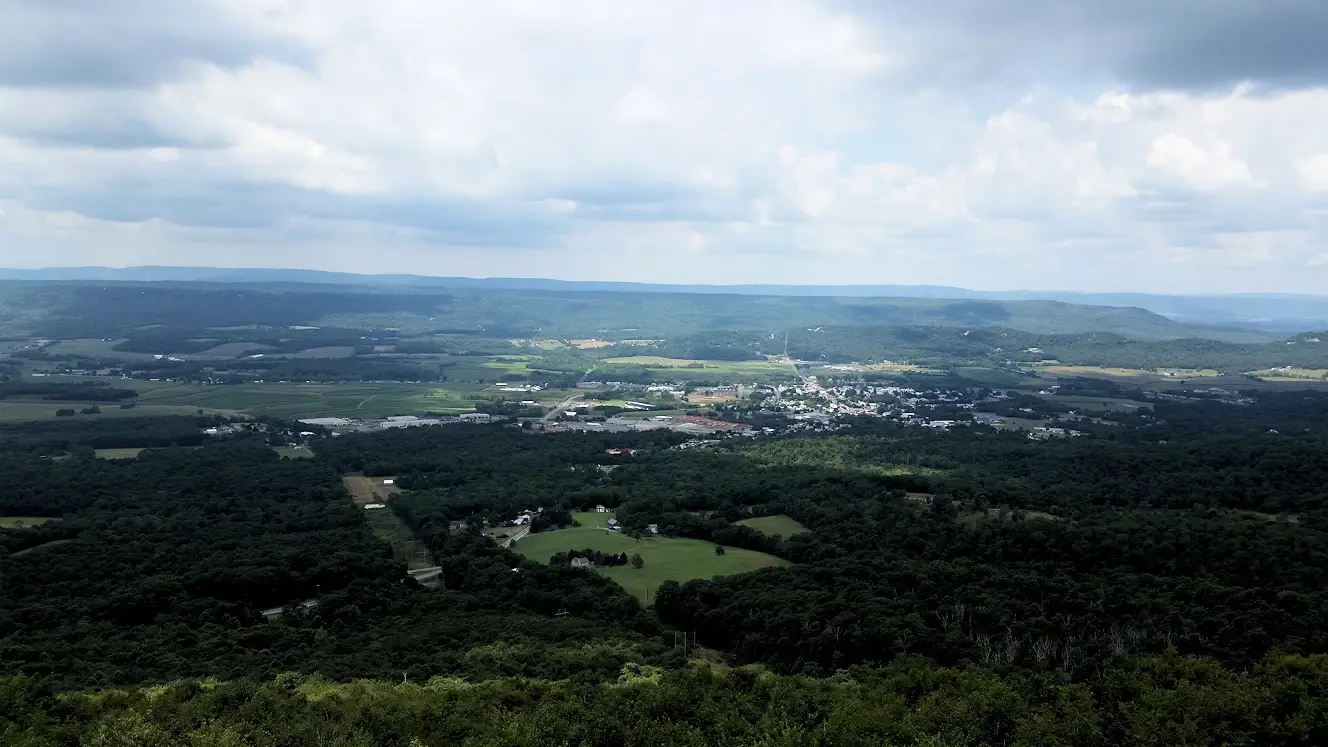 View of the valley to the west of the mountain
