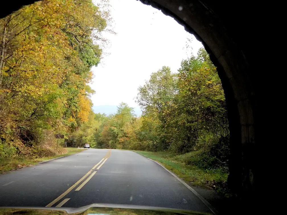Exiting one of the 26 tunnels on the Blue Ridge Parkway 