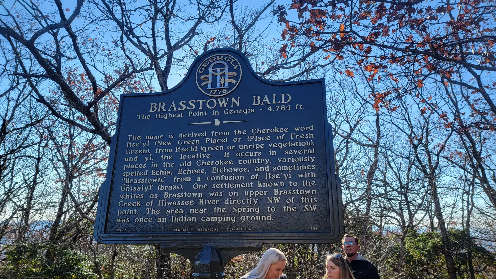 Brasstown Bald historic marker