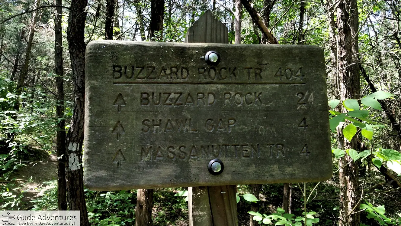 Trail sign on Buzzard Rock Trail