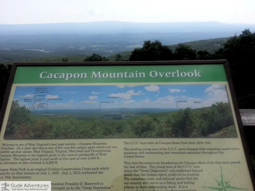 Cacapon Mountain Overlook in the Cacapon State Park view towards the Sleepy Creek Wildlife Management Area 