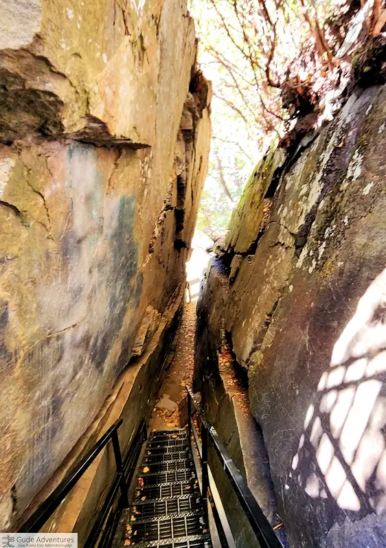 Narrow trail through the rocks at Caesars Head
