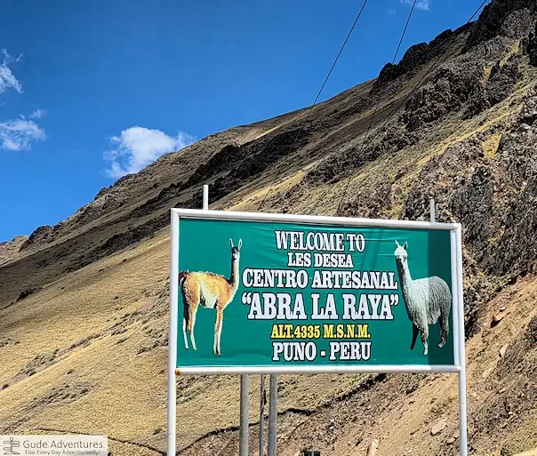 La Raya Pass is around 4,335 meters (14,222 feet) above sea level