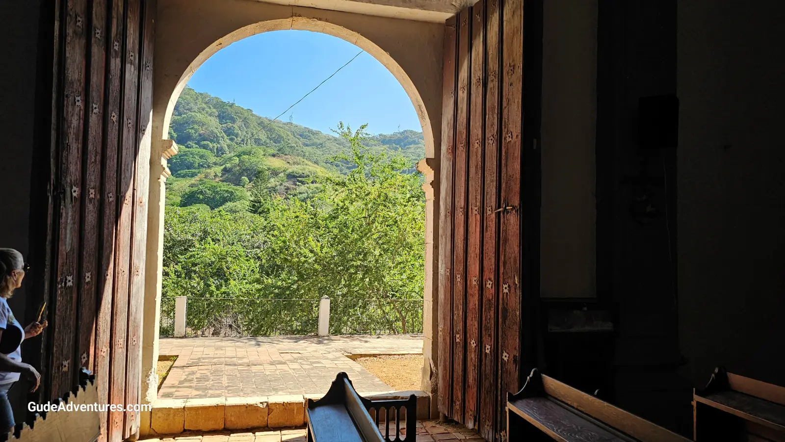 View of the mountains from inside the Church of San Jose