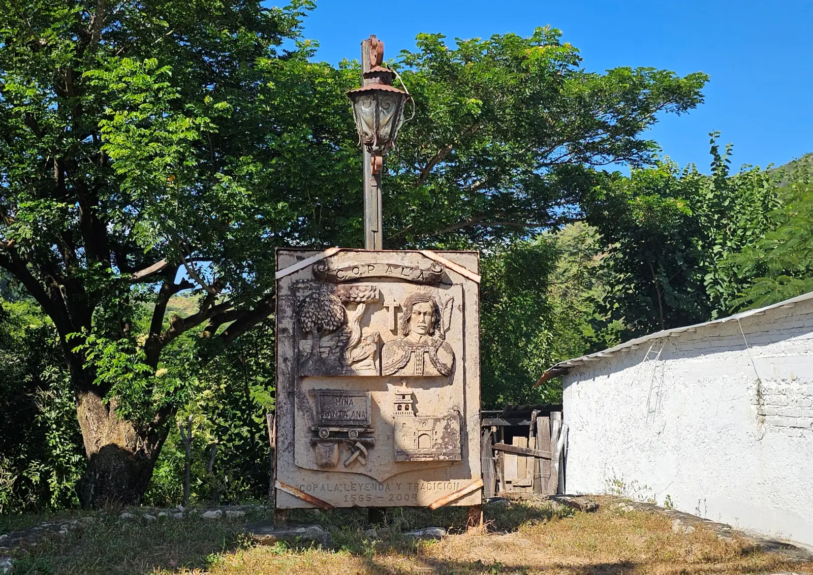 Monument to the town's gold and silver mining past.