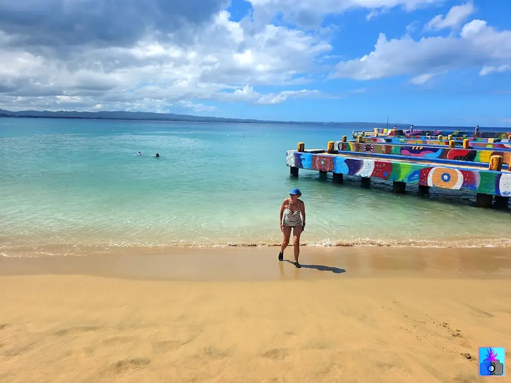 Swimming by the pier at Crash Boat Beach