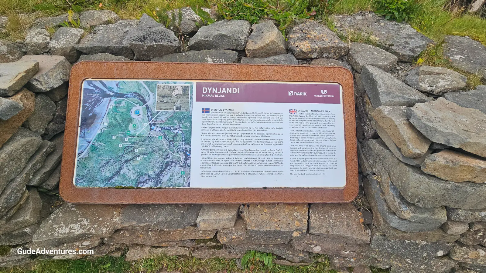 Map of the Dynjandi waterfall area.