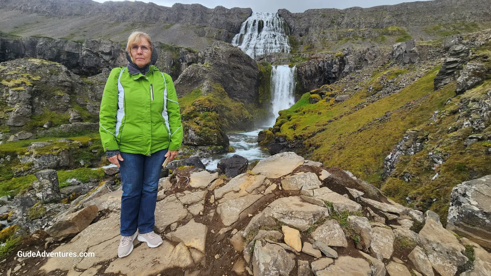 View of the waterfalls, Gongumannafoss and Stompgljufrafoss.