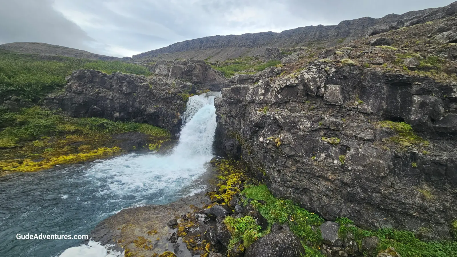 View of the Gongumannafoss waterfall.