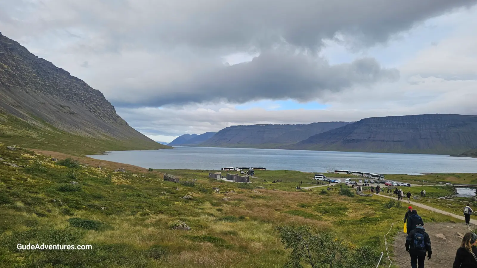 View of the Dynjandisvogur fjord from the waterfalls.