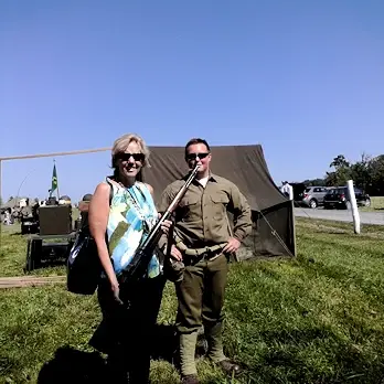 World War II Reenactor with rifle
