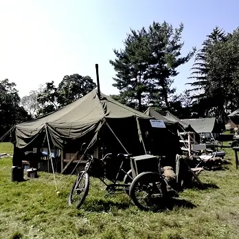 World War II tricycle and tent