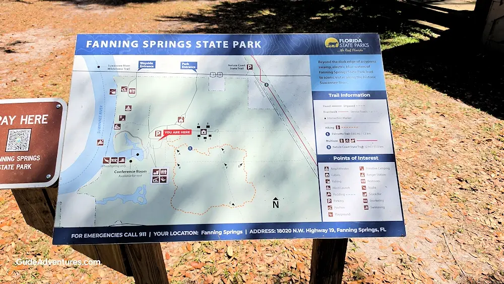 Map of Fanning Springs State Park.