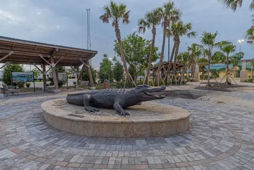 Statue of Alligator at the Alligator Alley Visitor Center