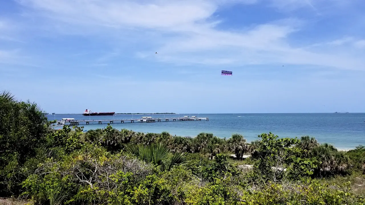 View to the pier and shipping channel from Fort De Soto