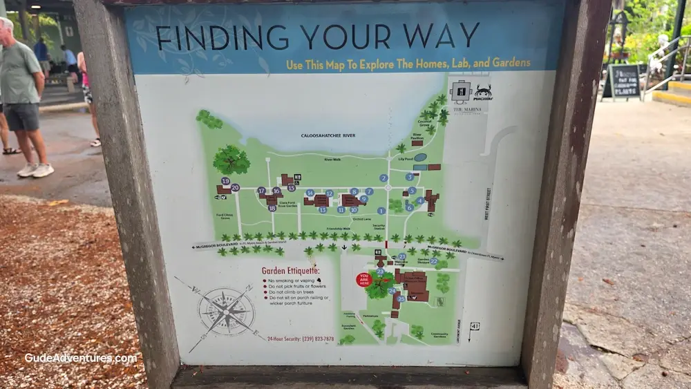 Edison and Ford Winter Estates map