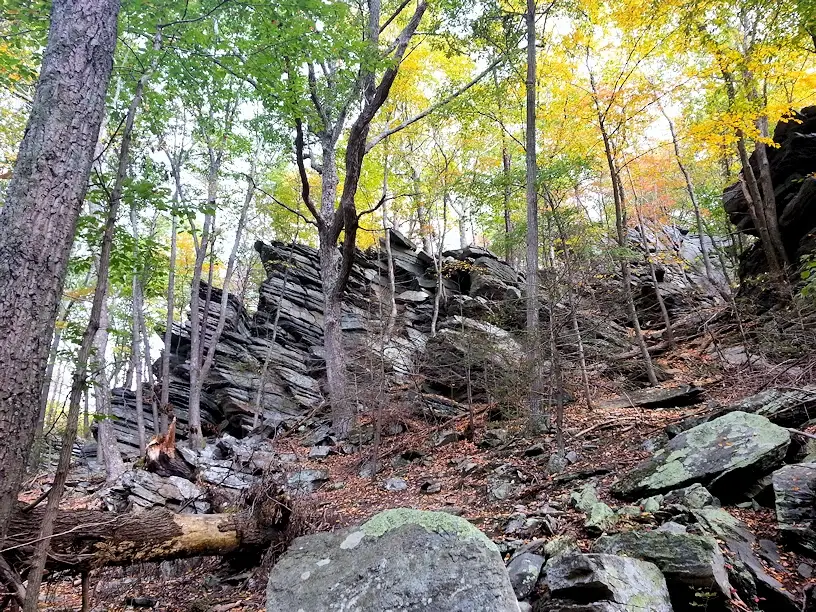 Rock formations in the Frederick Municipal Forest