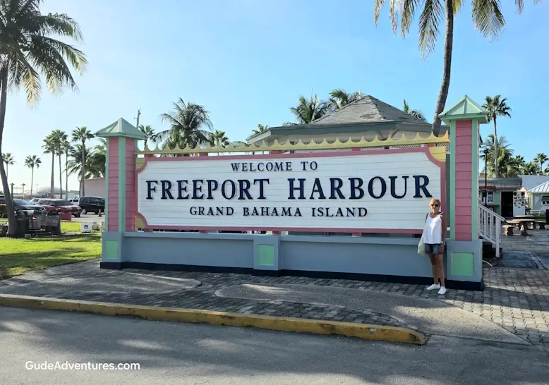 Welcome sign at the Freeport, Grand Bahama port