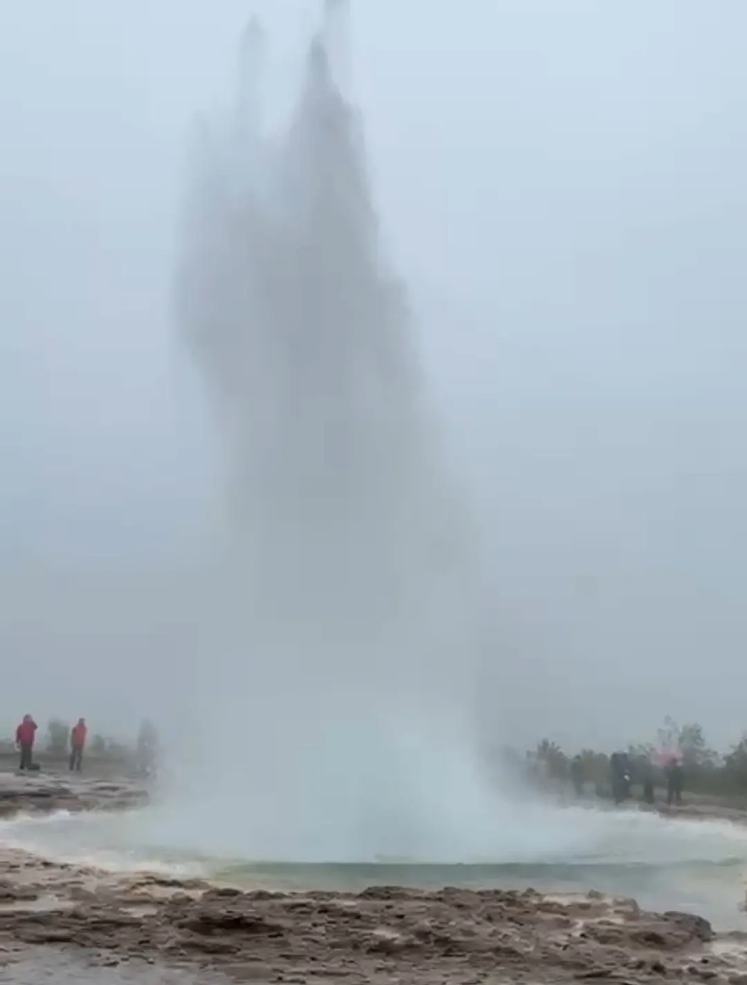 The Strokkur geyser is highly active and erupts every 5 to 10 minutes, shooting water up to 100 feet into the air.