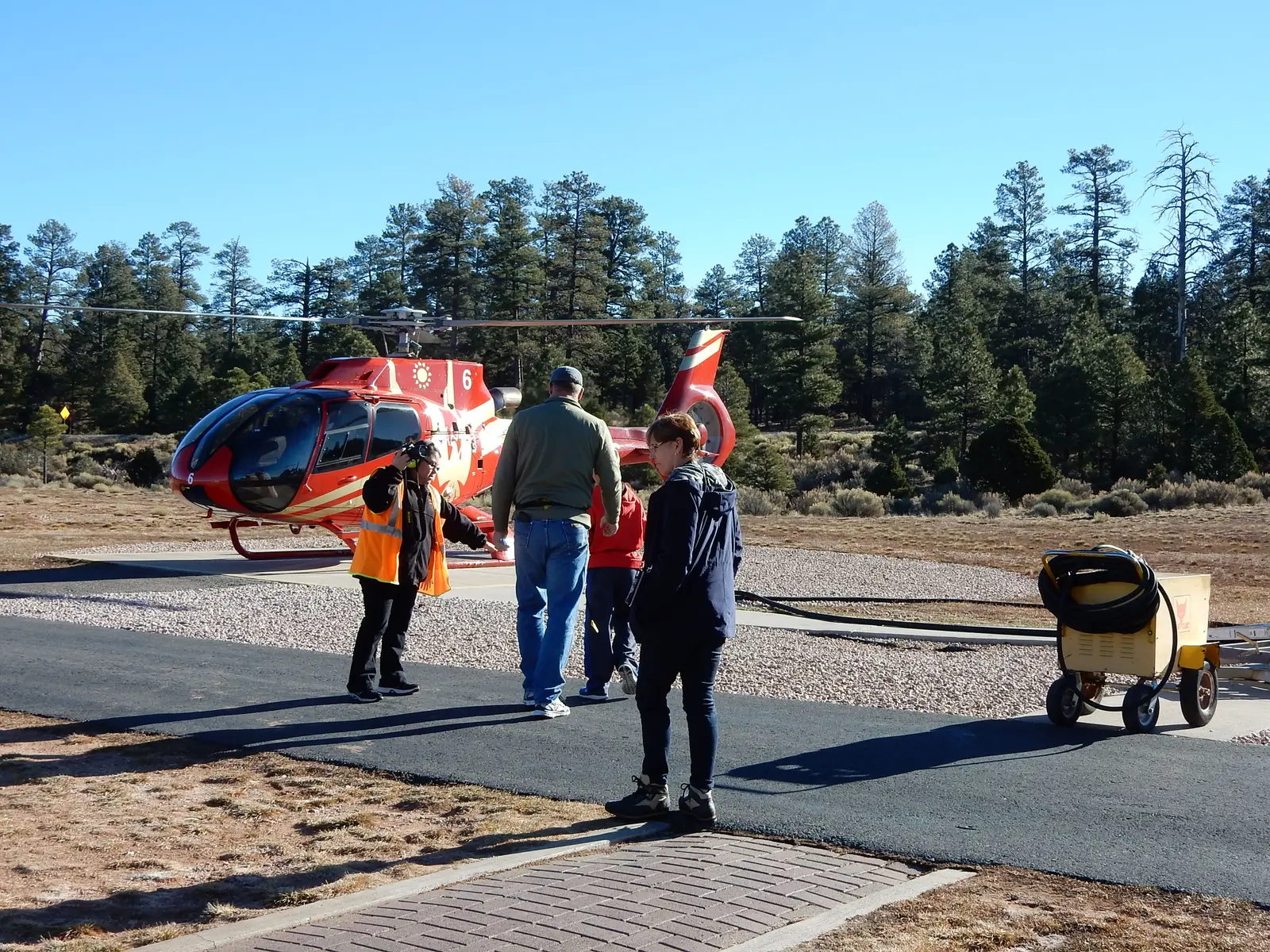 Boarding the helicopter in Tusayan for a flight over the Grand Canyon