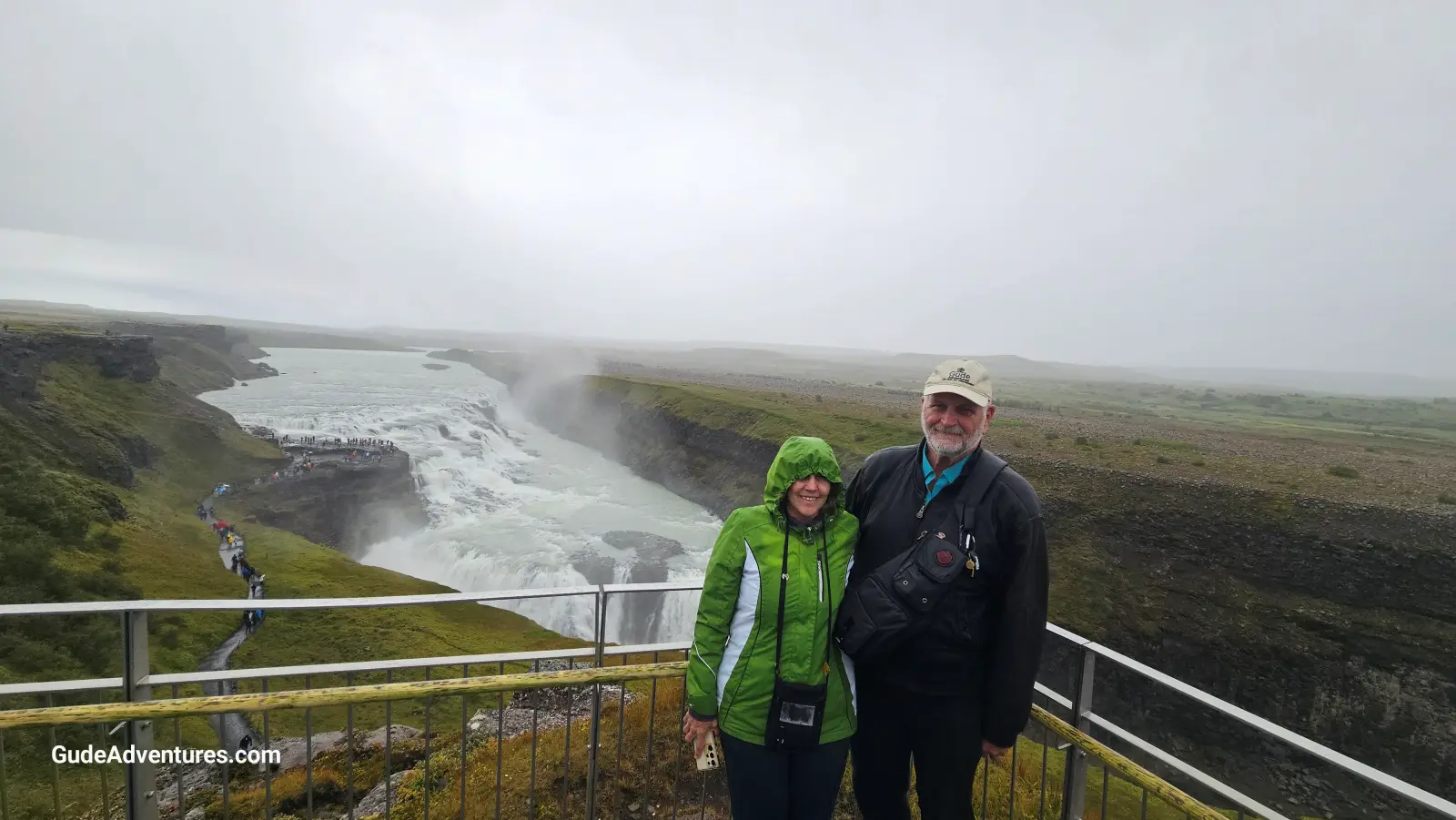Overlook of the upper Gullfoss waterfall.