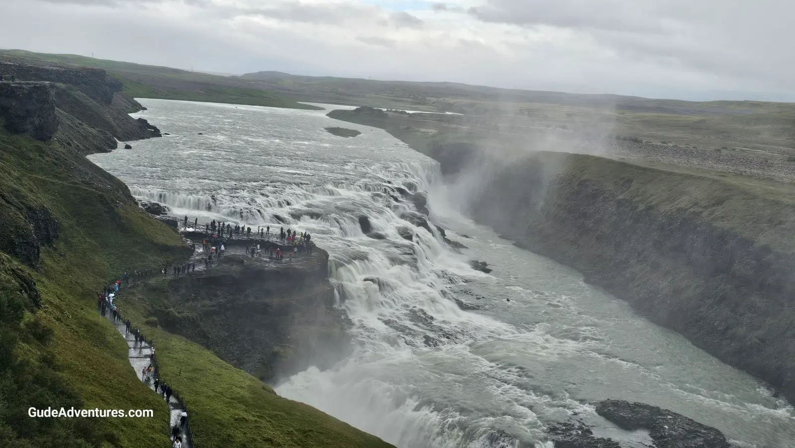The upper Gullfoss waterfall drops 36 feet.