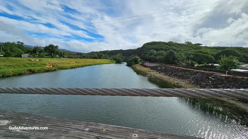 View of the Hanapepe river from the swinging bridge
