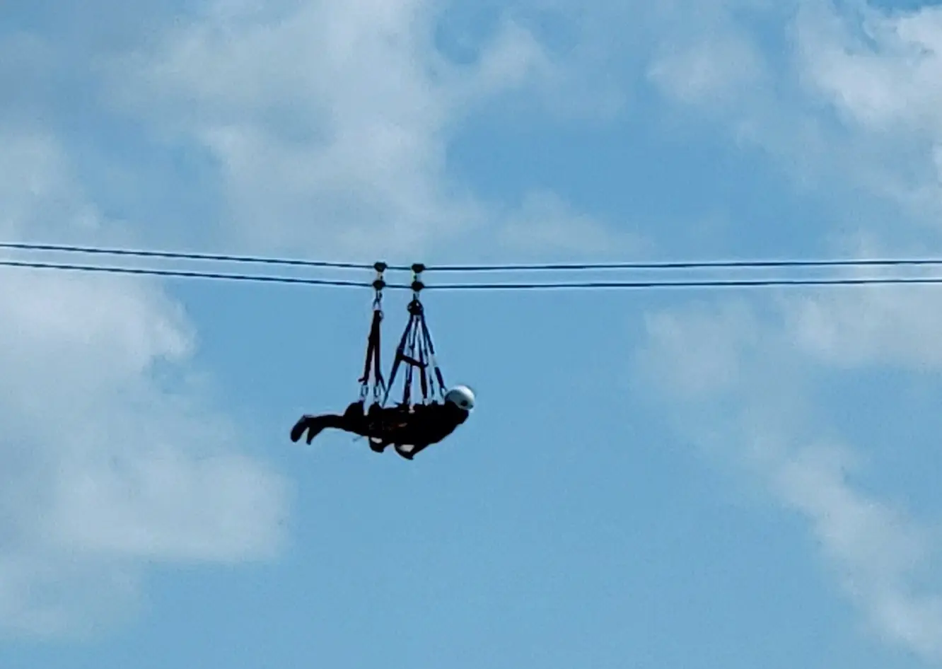 Ziplining at Harvest Cay.