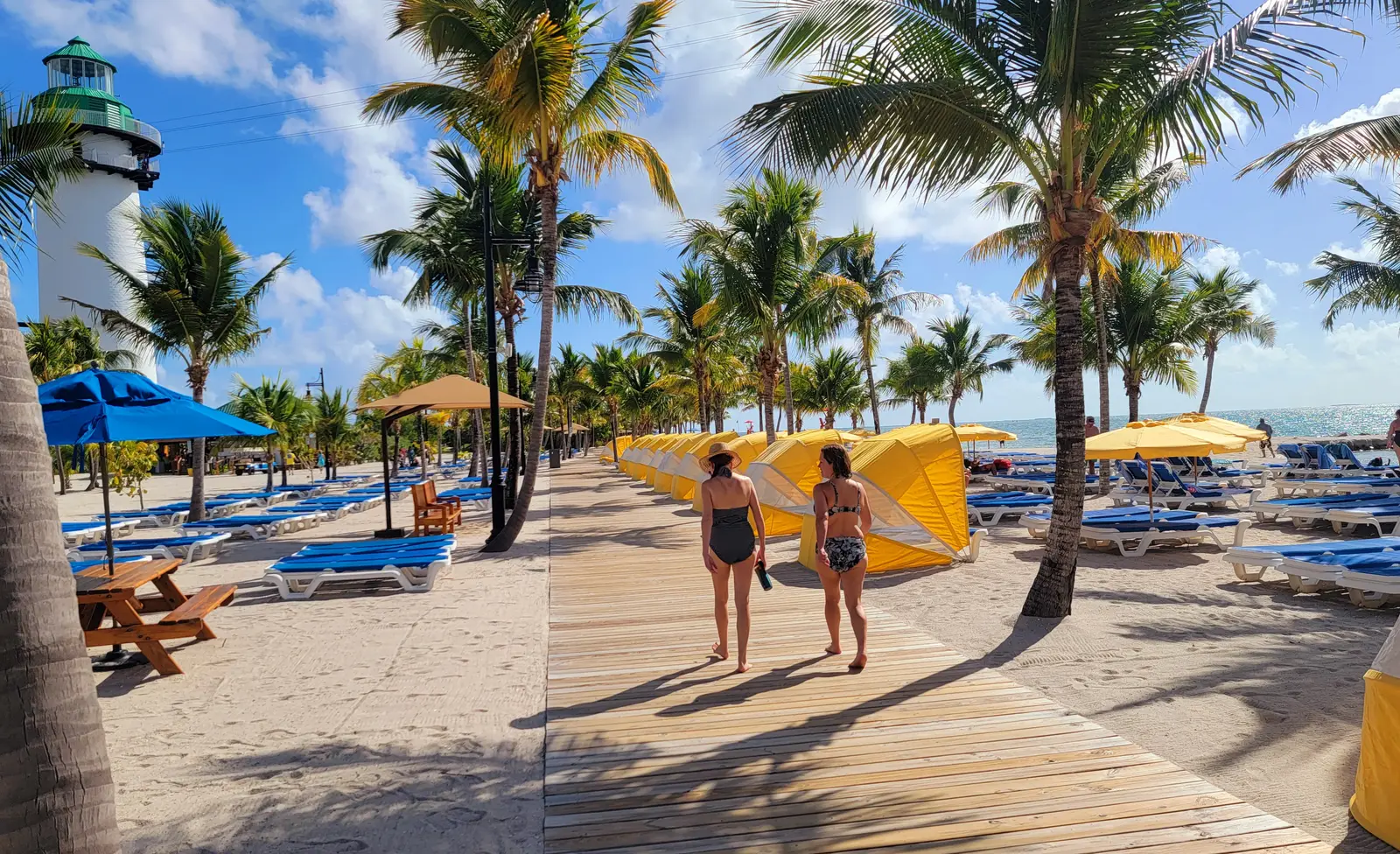 Boardwalk near the beach at Harvest Cay.