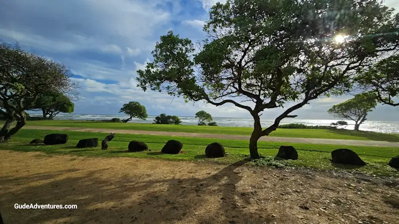 View from the Hikinaakala Heiau temple towards the Wailau Bay.