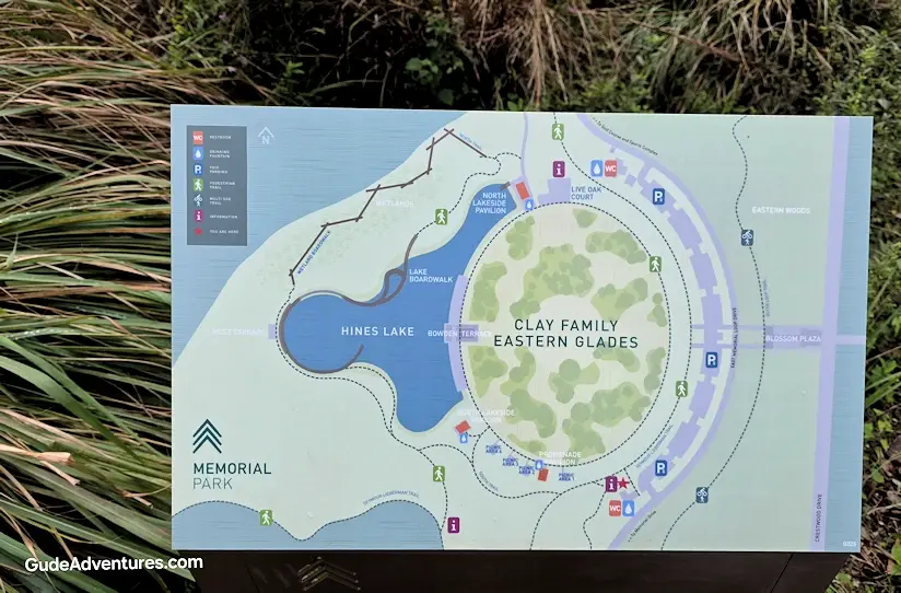 Map of the Eastern Glades at the Houston Arboretum and Nature Center