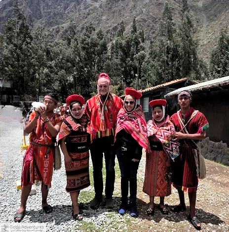 Dressing in Inca costumes at the train station in Ollantaytambo