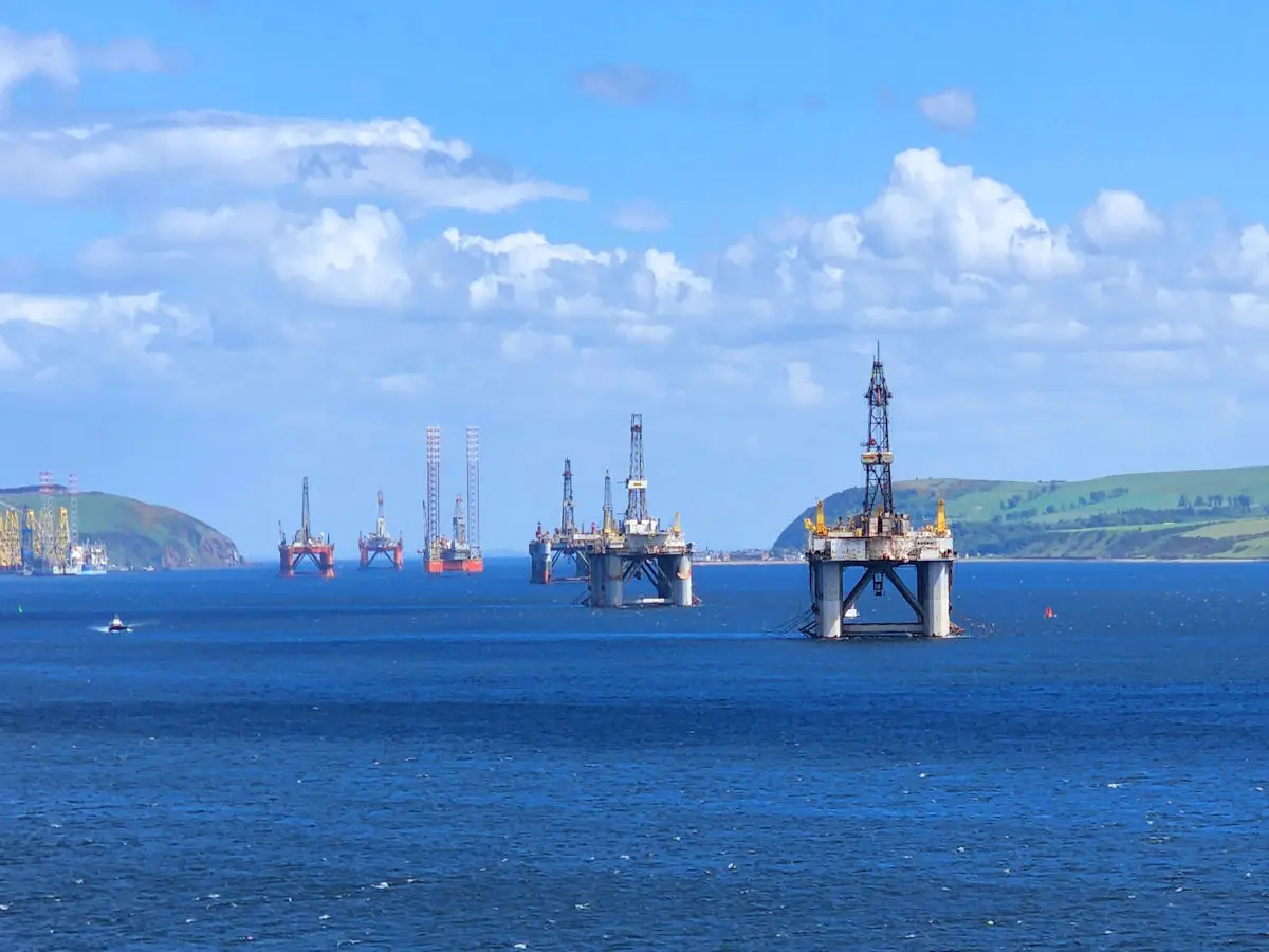 Oil derricks in Cromarty Firth