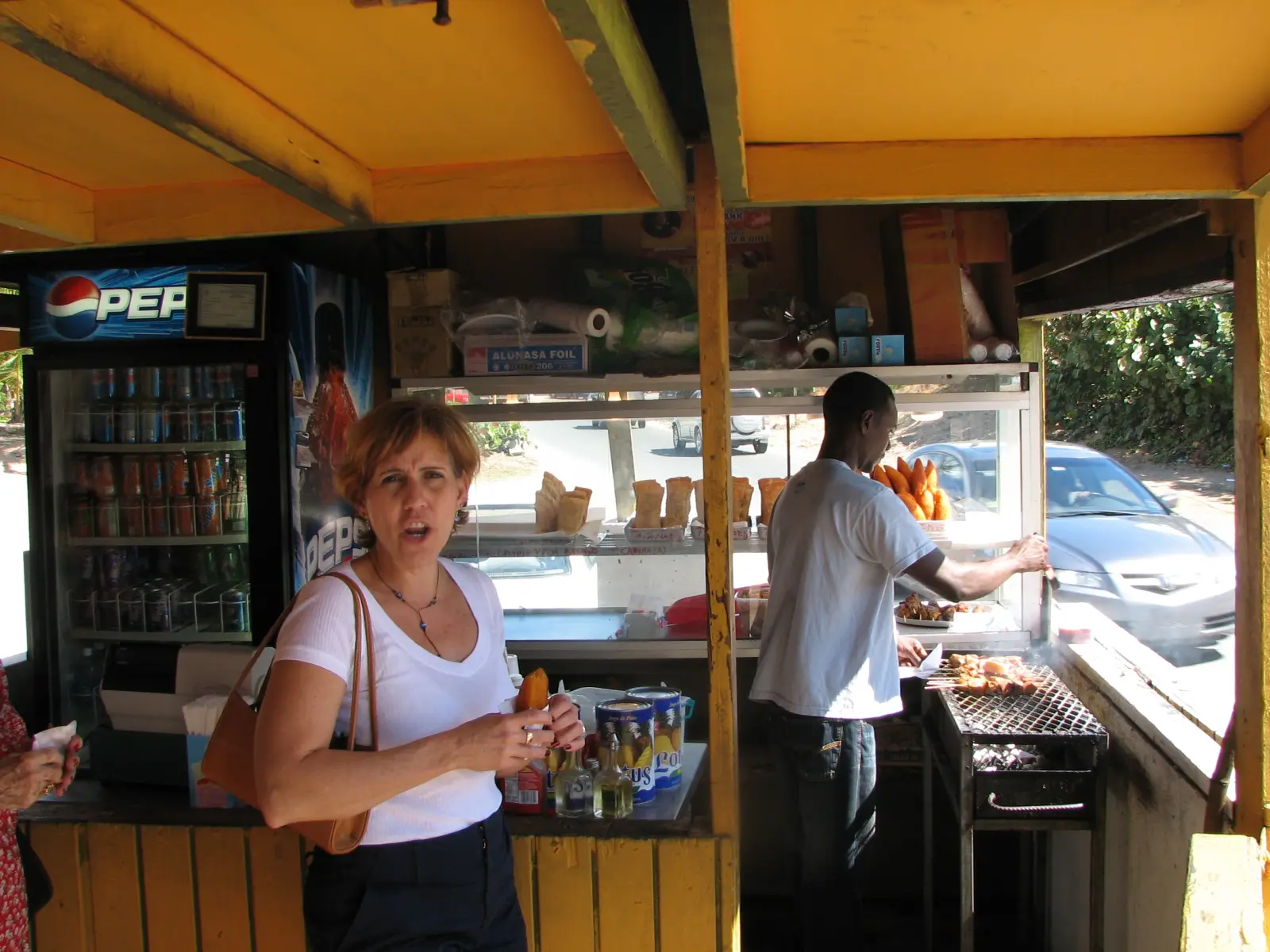 At the kiosks at Pinones.