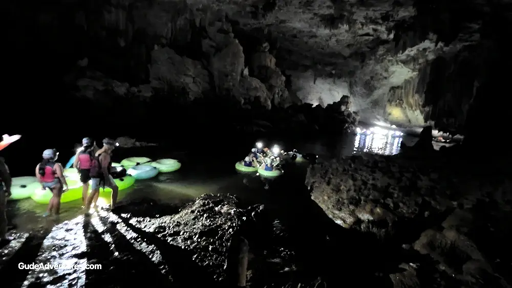 Getting back on the tubes to float to the exit of the cave
