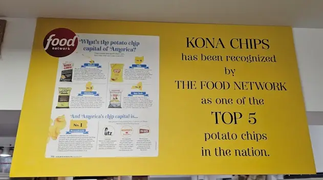 Kona Chips have been recognized by The Food Network as one of the top five potato chip producers in the United States.