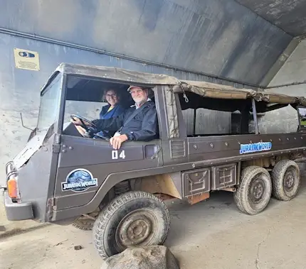 Jurassic World vehicle in old World War II bunker.