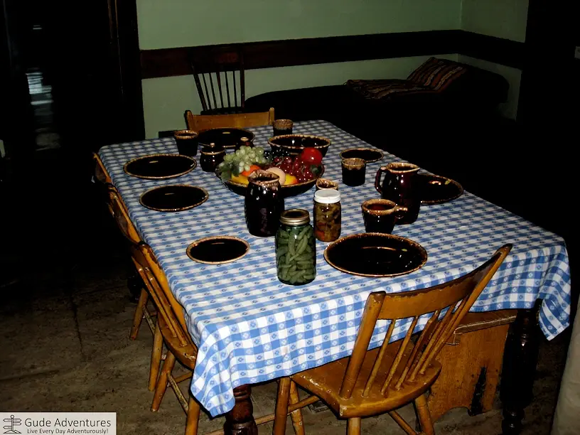 Dining room in Amish home