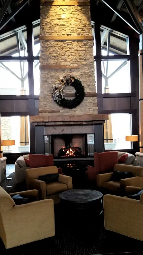 Fireplace in the Liberty Mountain Ski Lodge