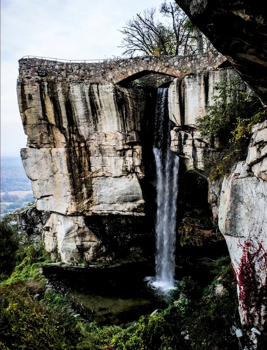 High Falls and the Rock Bridge to Lovers Leap at Rock City on Lookout Mountain