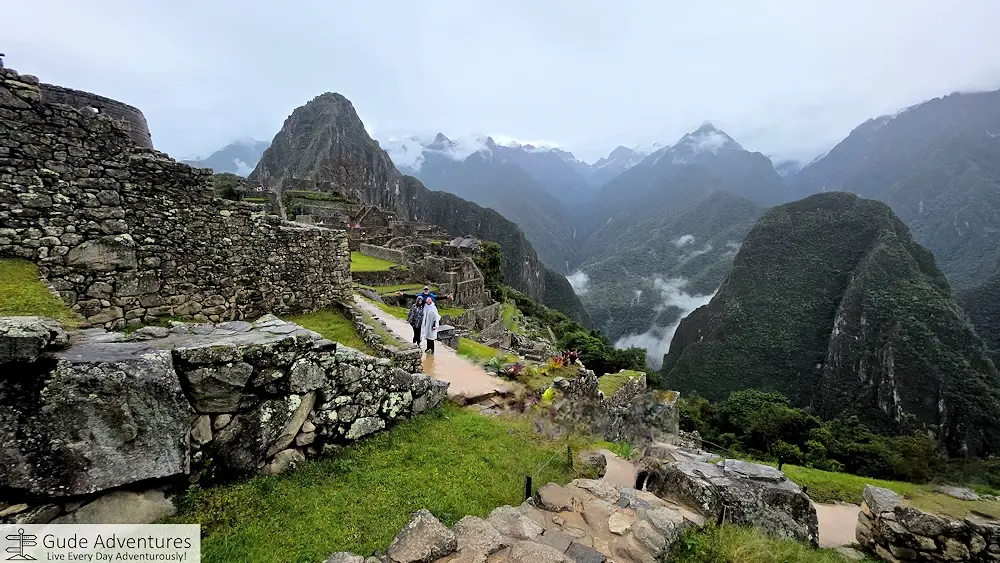 Turning the corner and entering Machu Picchu