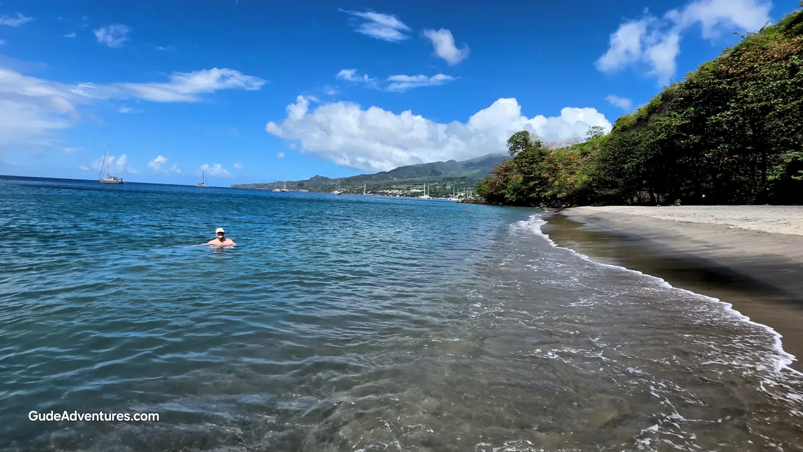 Plage des raisiners black sand beach near Saint-Pierre